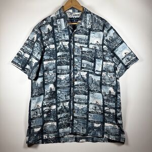 Pace Sportswear Shirt Mens Medium California Map‎ Print Button Up Casual Blend